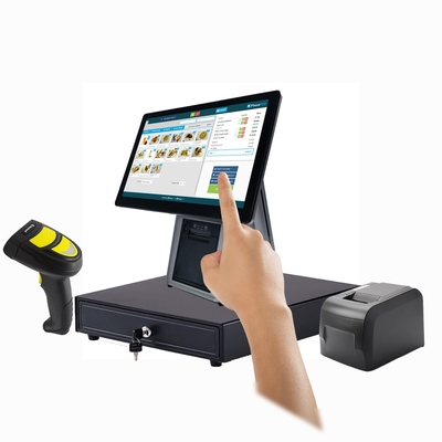 Caisse enregistreuse tout-en-un de 15,6 pouces avec écran tactile TFT LED, système Android avec imprimante et scanner pour kiosque